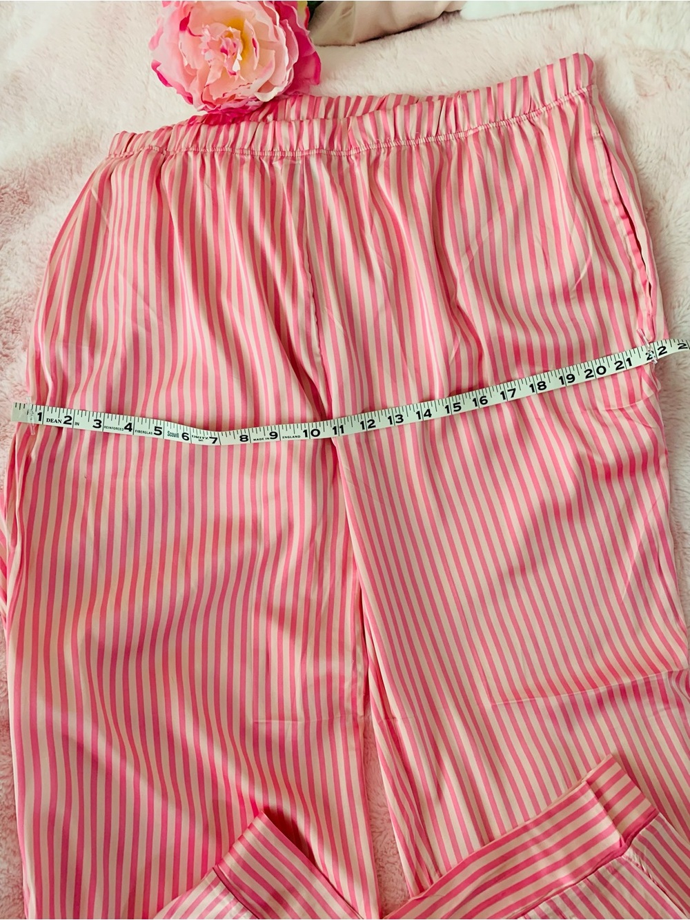 Bebe Silky Satin Pajama Set Candy Stripe Pink Button Down Size XL NWOT - Picture 12 of 14